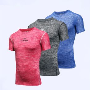 Running Tights sports T-shirt Men Compression Short sleeve shirt Gym Fitness Bodybuilding jogging T shirt Quick dry Tees Tops