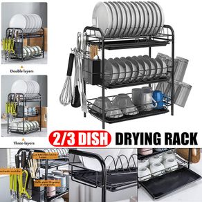 Behogar Dish Drying Rack 2 Tier Stainless Steel Dish Rack with Utensil  Holder Cup Holder Dish Drainer for Kitchen Counter Top