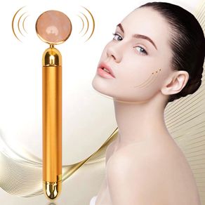 24k Beauty Bar Electronic Facial Jade Roller Vibrating Massager For Face Lifting Anti-aging Skin Tightening Skin Care Tool