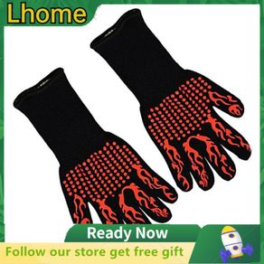 Lhome BBQ Gloves Heat Resistant Grilling Silicone Oven Kitchen for Cooking Baking