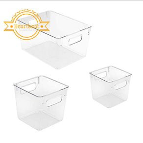 3Pcs Plastic Storage Bins Clear Pantry Organizer Box Bin Containers for Organizing Kitchen Fridge, Food, Snack Pantry