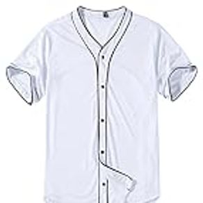 Oldtimetown Mens Button Down Baseball Jersey, Blank Softball Team Uniform, Hip Hop Hipster Short Sleeve Active Shirts