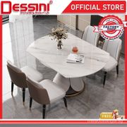 【In stock】LWISH Italian light luxury dining table home small apartment slate round table Nordic simple modern retractable 6-person dinin