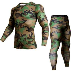 Camouflage 3D T-Shirt Compression Set Men Run jogging Suits Fitness Sports Sets Long Sleeve Shirt And Pants Gym Workout Tights
