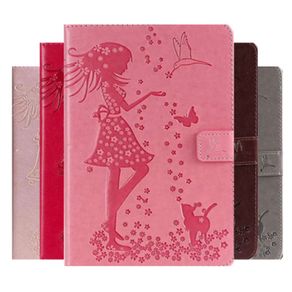 Smart PU Leather Case for iPad Mini 1 2 3 7.9 inch Funda Girl Cat Embossed Printed Cover for ipad Mini 123 tablet Case+Film