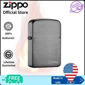 Zippo 1941 Repli-ca With Zippo Logo Black Ice Pocket Lighter | Zippo 24485 （ Lighter Without Fuel Inside )