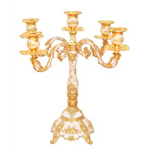 New Metal Gold/Silver Candle Holders 5-Arms With Crystals Stand Pillar Candlestick For Wedding Portavelas Candelabra 03101