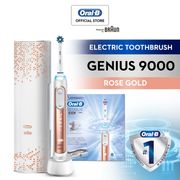 Oral B Genius 9000 Rechargeable Electric Toothbrush Round Oscillation Cleaning with Bluetooth Rose Gold Powered by Braun