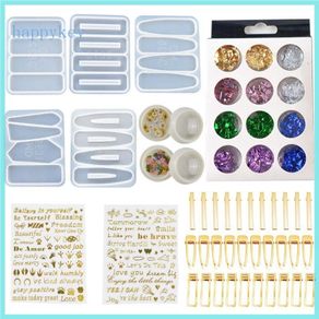 HAP 1 Set Crystal Epoxy Resin Mold Hair Clip Barrette Casting Silicone Mould DIY Crafts Jewelry Hairpin Making Tools