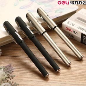 Deli Gel pen S26 men's business office signature student stationery black carbon pen metal pen holder