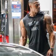Men's Gyms Tank Top Hoodies Fitness men Sleeveless Shirt Hooded Sweatshirts Sporting Singlets Men Stringer Muscle Shirts Vest