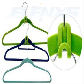 10Pcs/Lot Mini Flocking Clothes Hanger Easy Hook Closet Organizer Color Random ELEN