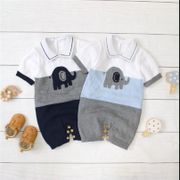 Baby Boy Romper Knitted Baby Clothes Newborn Baby Romper Gentleman Boy Jumspuit Short Sleeve Cotton Infant Baby Jumpsuit Overall