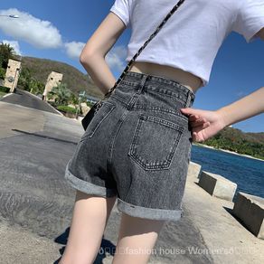 Slimming Loose Wide Leg Denim Shorts Women's High Waist Summer