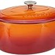 CROCK-POT 109474.02 Artisan Round Enameled Cast Iron Dutch Oven, 7-Quart, Sunset Orange