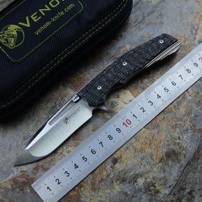 VENOM  carbon fiber folding knife M390 blade titanium outdoor camping hunting survival pocket kitchen fruit knife EDC tool knive