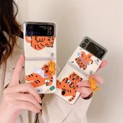 Cute cartoon tiger pendant PC Hard Flip Case Samsung Galaxy Z Flip 3 5G ZFlip3 Shockproof Phone Cover Casing