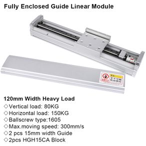 100-400MM Stroke Guide Linear Module Heavy Load 150KG 120mm Width Fully Enclosed Ballscrew CNC Sliding Table Dust-proof Cover