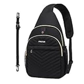 MOSISO Sling Backpack Small Hiking Daypack for Women Men, Quilted Crossbody  Sling Bag with Removable Strap One Shoulder Chest Bag, Black