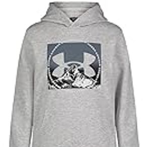 Under Armour Boys' Outdoor Hoodie, Large Front Pocket, Quick-Drying & Lightweight, Mod Gray MTN Logo