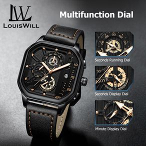 Men's Watch Luminous Waterproof Leather Strap Casual Quartz