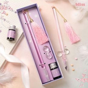 BLISS Dip Pen Set with Ink INS Style Exquisite Transparent School Supplies High Quality Glitter Pen Gifts Box