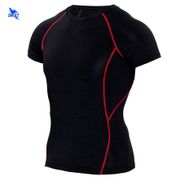 Retro Compression Shirts Base Layer Men's Running T-Shirts Short Sleeves Gym Workout Tops Fitness Training Sportswear Quick Dry