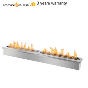 Inno-Fire  62 inch stainless steel  silver manual fireplace bio ethanol