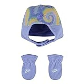 Nike Baby Girl Tie Dye Trapper Hat & Mittens 2 Piece Set (Purple(1A2956-POT)/Yellow, 2-4T)
