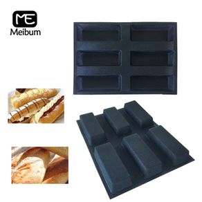 Black Porous 6 Cavity Silicone Mold Long Loaf Square Bread Modle Baguette Eclair Puff Tray Non Stick Bakeware Baking Tool