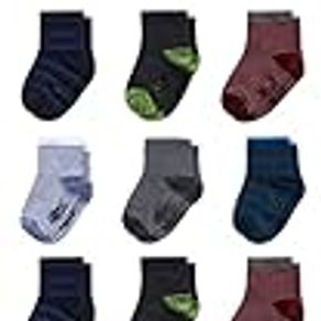 Reebok Infant & Toddler Boys Quarter Cut Socks with Nonslip Traction Grip (12 Pack), Size 12-24 Months, Multi