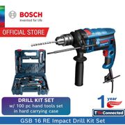 Bosch Official Store | Bosch 750W GSB 16 RE Impact Drill  with 100 pc Hand Tool Set | 1 Year Local Warranty