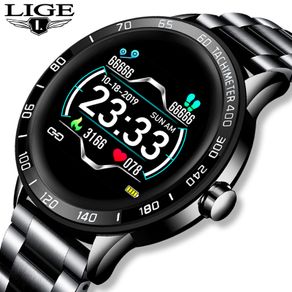 LIGE New Men Watch Heart Rate Blood Pressure Fitness Tracker Waterproof Sport Smart Watch For Men
