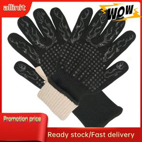 Allinit BBQ Gloves Heat Resistant Grilling Silicone Oven Kitchen for Cooking Baking