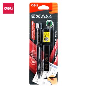 Deli Exam Mechanical Pencil Set 2B 2.0mm With 1 EXAM black eraser 1 box of 2.0mm lead refill (4pcs) EU61021