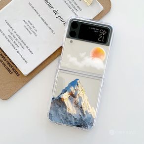 Samsung Galaxy Z Flip 4 3 5G Case Fashion Creativity mountain Hard Transparent Shockproof Phone Cover PC clear casing