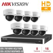 Hikvision Video Surveillance DS-7616NI-K2/16P Embedded Plug & Play NVR 4K H.265+ 8pcs Hikvision DS-2CD2185FWD-IS H.265 IP Camera