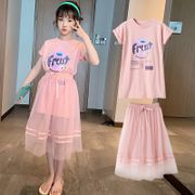 [Ready Stock] Girls Fashion 4-16 Years 2Pcs Set Baby Girl Clothing Girl Dress Suit Pink Printed Short-sleeved T-shirt+Mesh Puffy Princess Dress Mesh Puffy Princess Dress[YEP! Baby!] BlR2