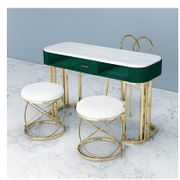 Net red marble manicure table and chair set single double gold iron double deck manicure table simple and light luxury