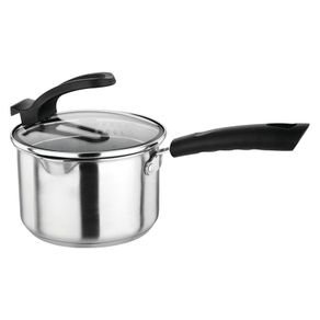 Thickened soup pot 304 stainless steel compound bottom baby food small hot milk mini saucepan noodle long handle pot glass lid