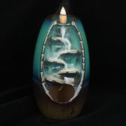 Backflow Incense Burner Mountain River Handicraft Incense Holder Ceramic Waterfall Smoke Incense Burner Censer Holder Home Decor