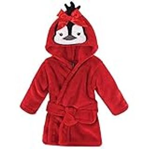 Hudson Baby Unisex Baby Plush Animal Face Bathrobe, Girl Penguin, 0-9 Months