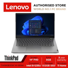 Lenovo ThinkBook 14 G4 IAP | 21DHCTO1WW | 14" FHD (1920x1080) IPS 300nits Anti-glare 45% NTSC | Intel Core i5-1235U | Intel Iris Xe | 8GB DDR4 | 512GB SSD | Win11 Home | 3Y Onsite