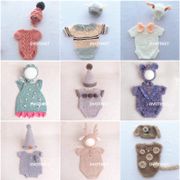 Dvotinst Newborn Baby Photography Props Crochet Knit Clothes Hat Outfits Set Fotografia Cotton Yarn Costume Studio Photo Props