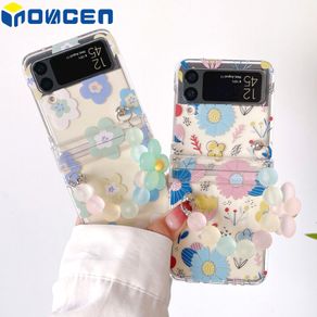 Cute Bracelet Cartoon Pendant Phone Case For Samsung Galaxy Z Flip 5 4 3 Z  Flip3 Flip5 Flip4 5G Hard Cover Lovely Hinge Cases