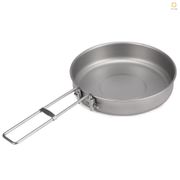 750ml Ultralight Titanium Frypan with Foldable Handle Outdoor Camping Hiking Picnic Cooking Frying Pan