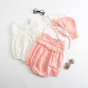 Baby Girl Clothes Summer Newborn Baby Romper Clothes Cotton Lace Girl Jumpsuit With Hat Sleeveless Infant Baby Sunsuit Outfit
