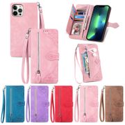 Lucky Flower Flip Case Compatible for iPhone 13 12 11 Pro Max Mini Zipper Wallet Case Embossed Women Girls Card Slot Multifunction Kickstand Leather Phone Cover