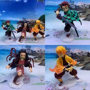 15cm Anime Demon Slayer: Kimetsu no Yaiba Kamado Tanjirou Nezuko Agatsuma Zenitsu Battle Ver. PVC Action Figure Collectible Toys