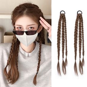 40–45cm 3 Braids Women Girl Long Size Brown Braids Wigs Hair Rope Ponytail Binding Hip-hop Wigs DIY